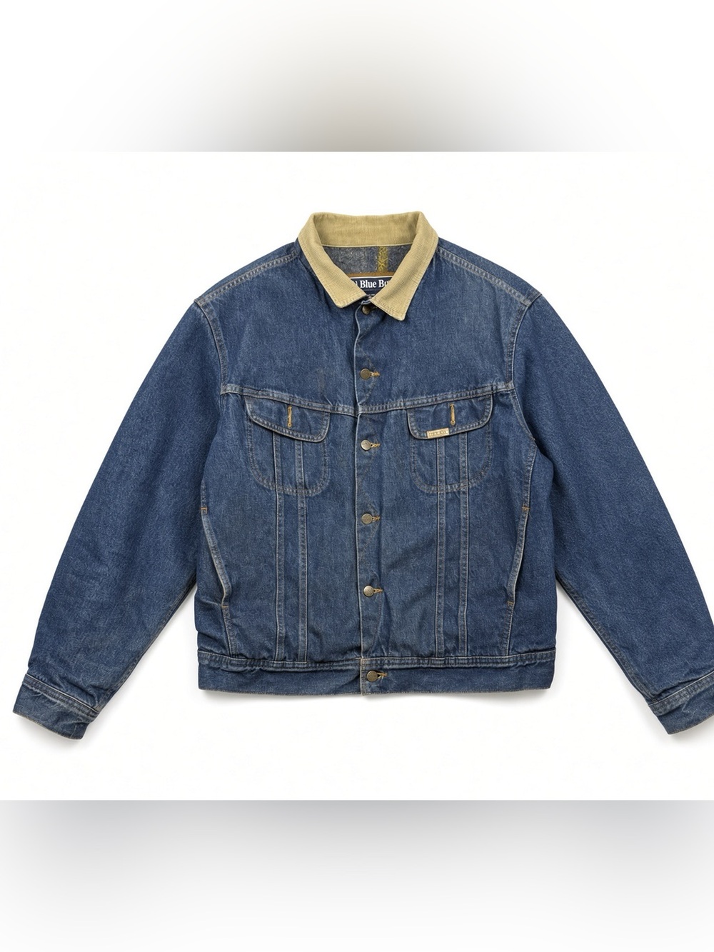 Blue Bay Jean Company Stormrider Denim Jacket XL Lined Corduroy Collar Vintage